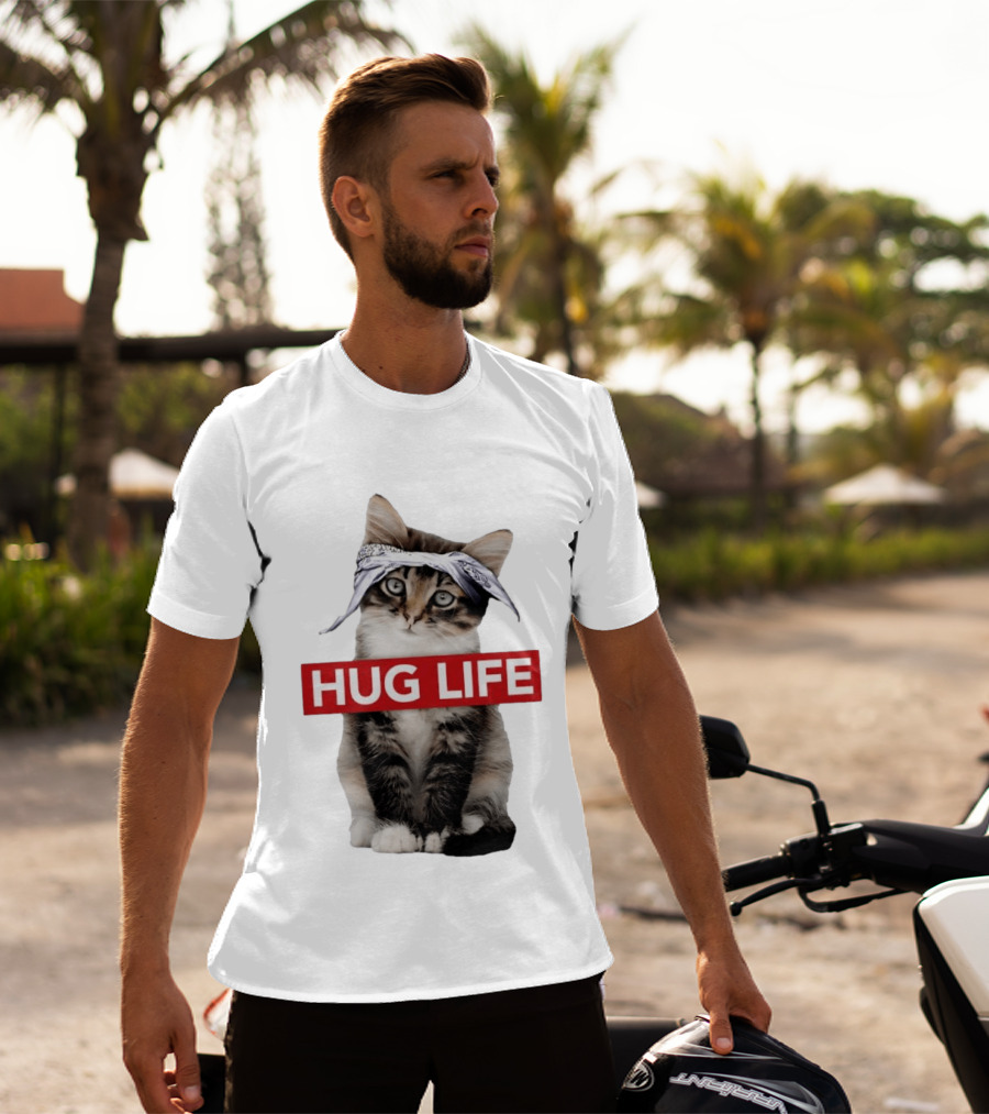 Hug Life Kitten Bandana Retro Funny Cat T-Shirt