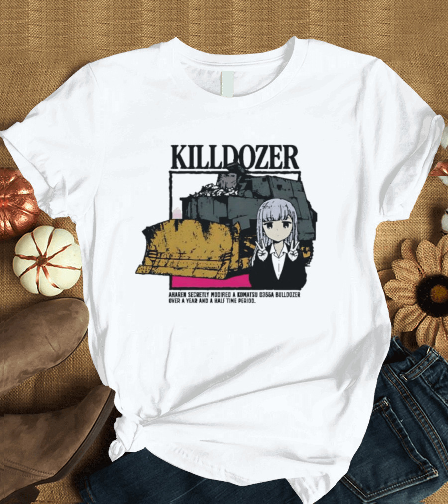 Killdozer Komatsu D355A Aharen Reina Anime Crossover Machinery T-Shirt