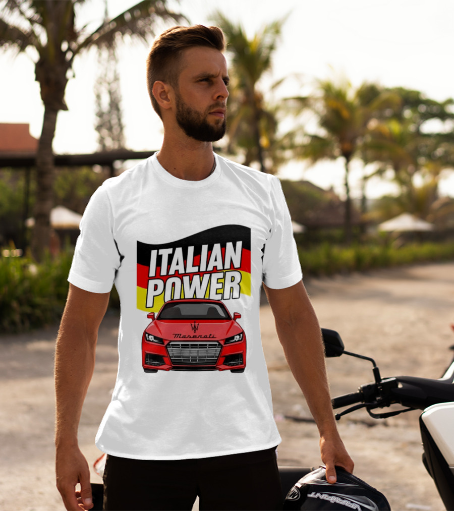Maserati Italian Power German Flag Car T-Shirt