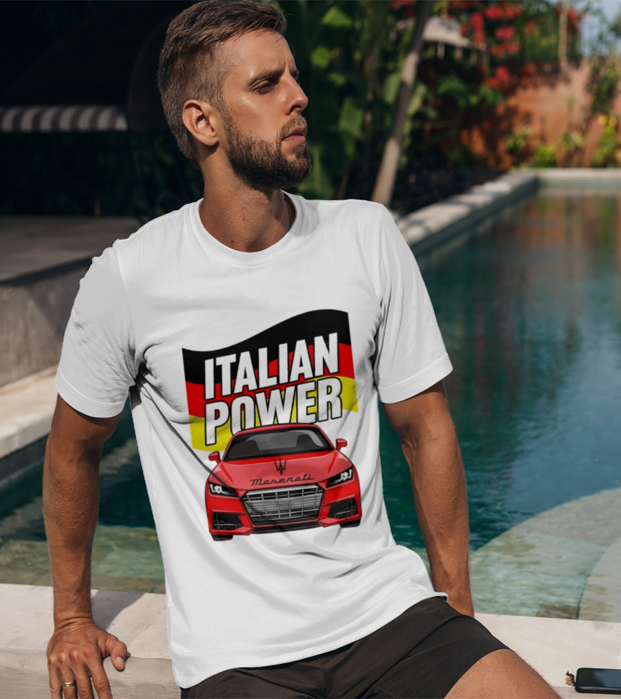 Maserati Italian Power German Flag Car T-Shirt