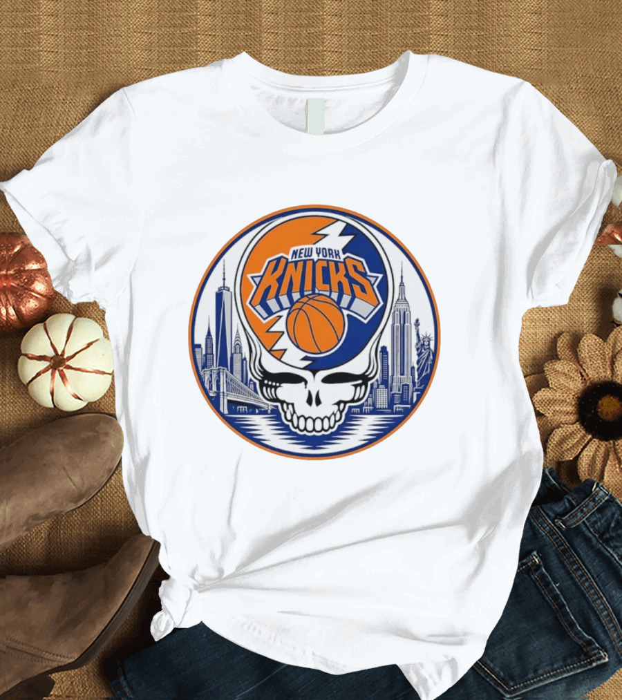 New York Knicks Grateful Dead Skyline Basketball T-Shirt