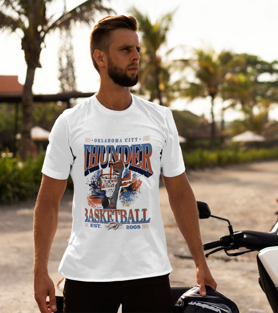 Oklahoma City Thunder Basketball Est 2008 OKC Slam Dunk Hoop T-Shirt