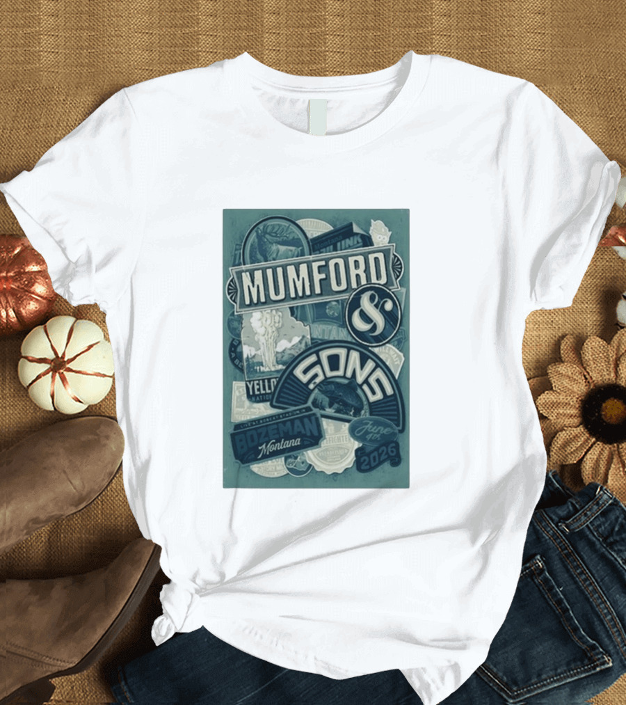 Mumford & Sons Bozeman Montana June 4 2026 Bobcat Stadium Yellowstone National Park T-Shirt