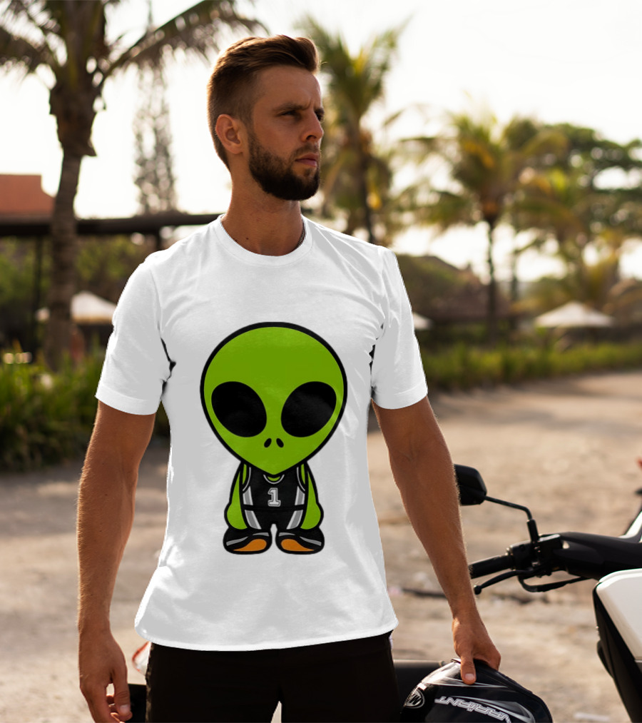 Alien Victor Wembanyama Cartoon Basketball Number 1 T-Shirt