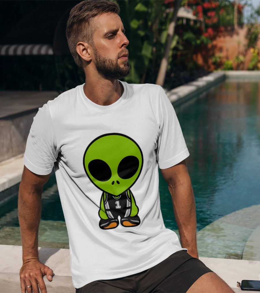 Alien Victor Wembanyama Cartoon Basketball Number 1 T-Shirt