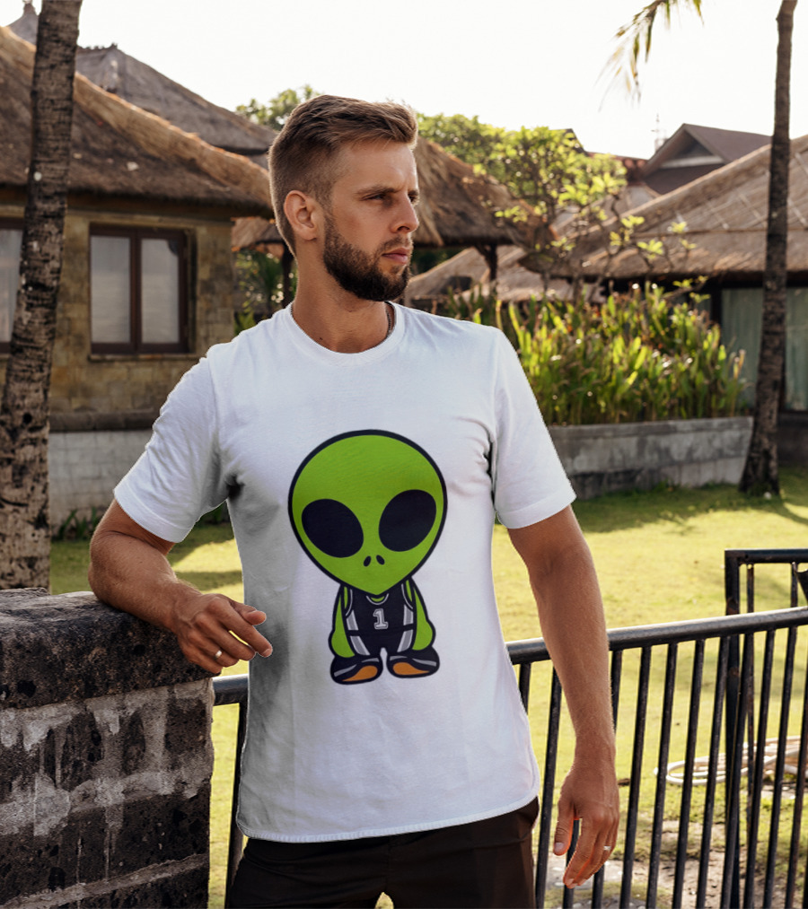 Alien Victor Wembanyama Cartoon Basketball Number 1 T-Shirt