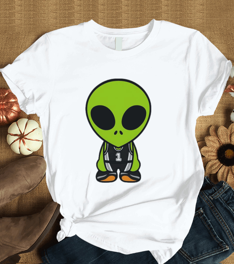 Alien Victor Wembanyama Cartoon Basketball Number 1 T-Shirt