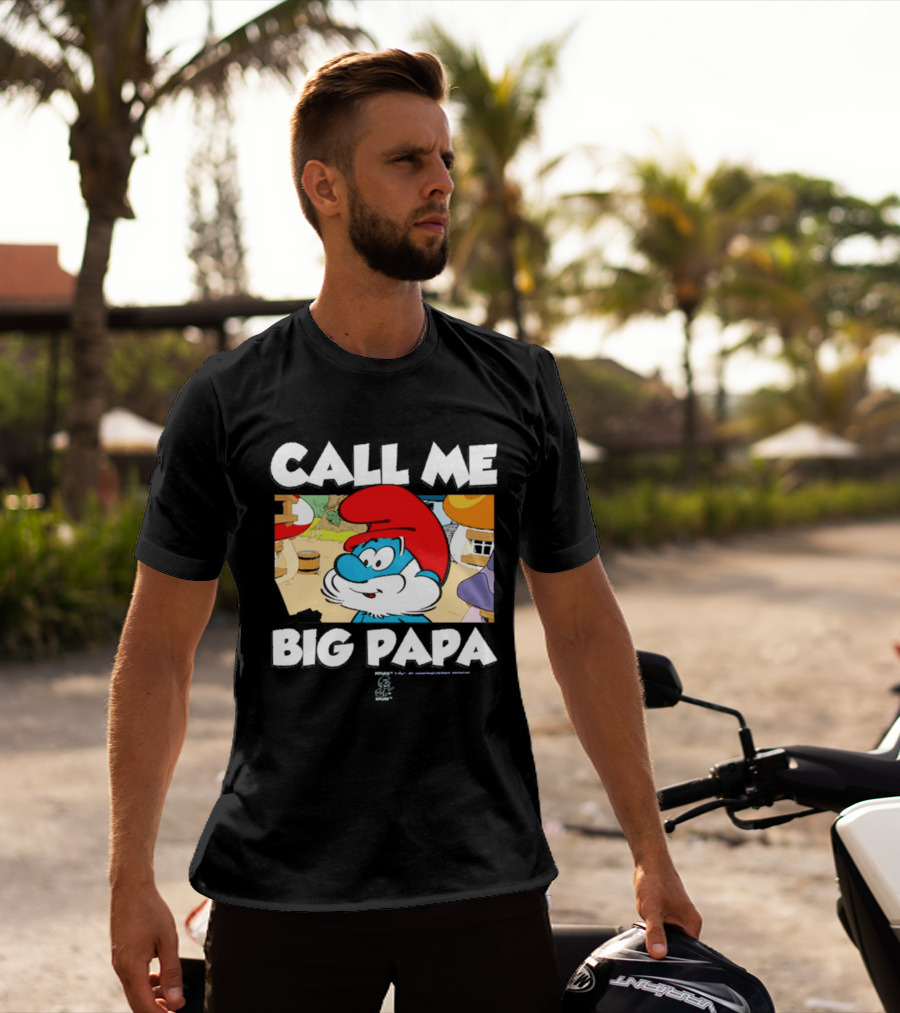 Call Me Big Papa Smurf Iconic Cartoon Character Scene T-Shirt