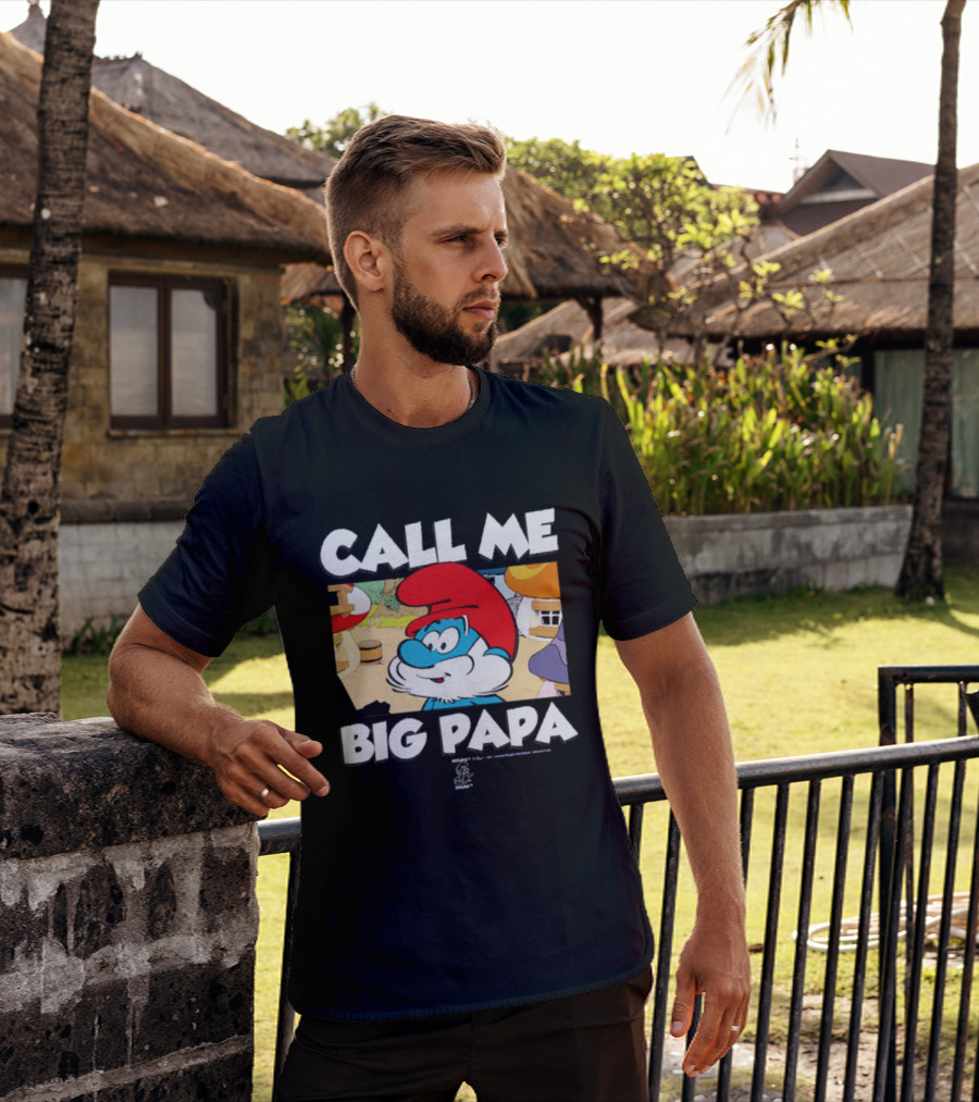 Call Me Big Papa Smurf Iconic Cartoon Character Scene T-Shirt