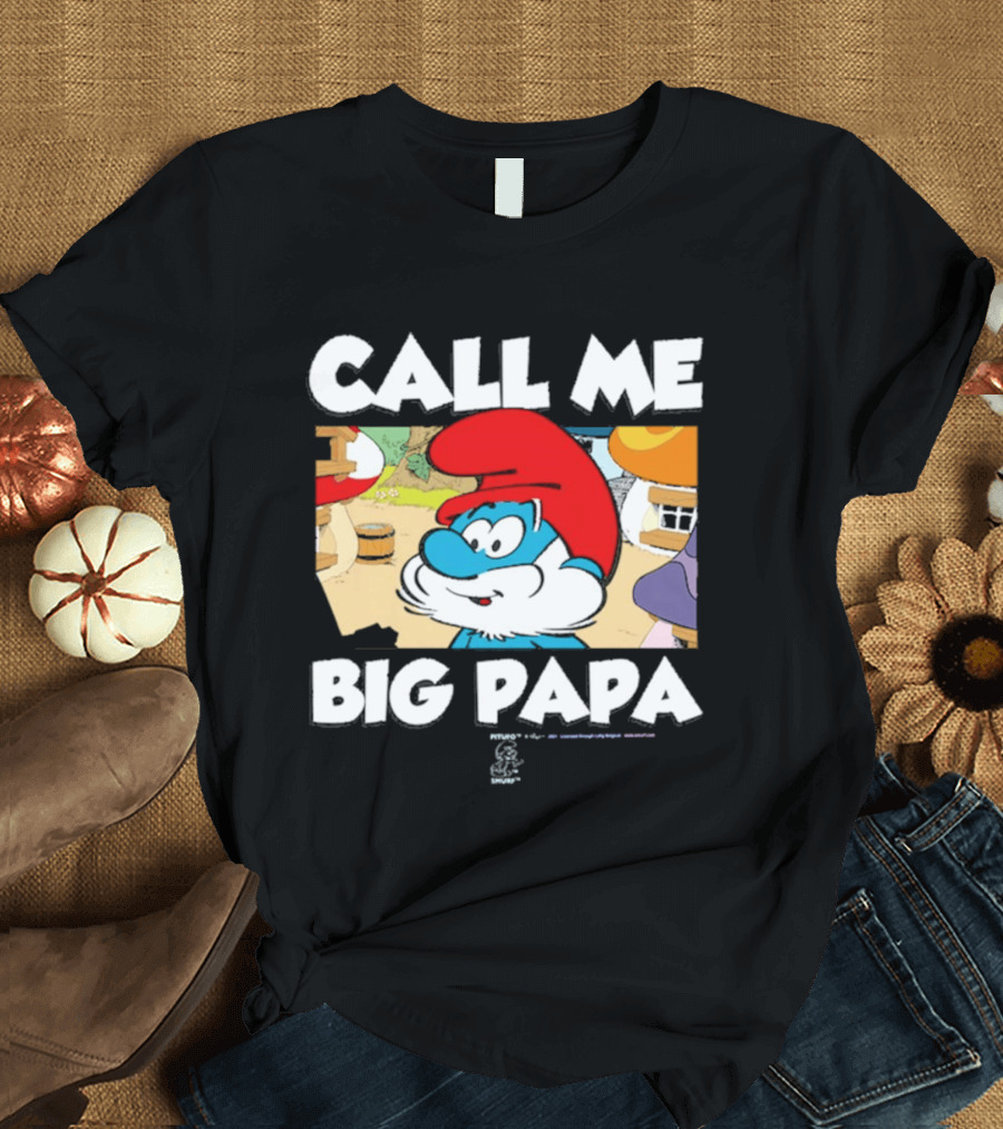 Call Me Big Papa Smurf Iconic Cartoon Character Scene T-Shirt