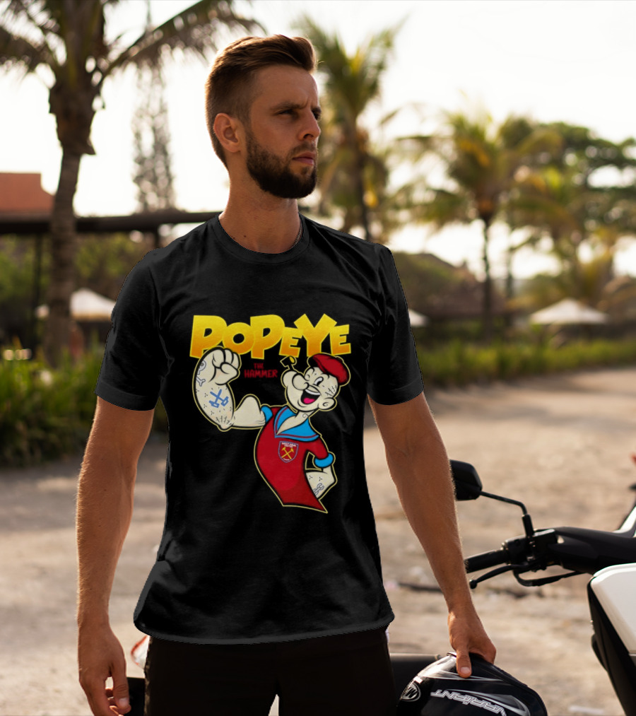 Popeye The Hammer West Ham United Crest Vintage Cartoon T-Shirt