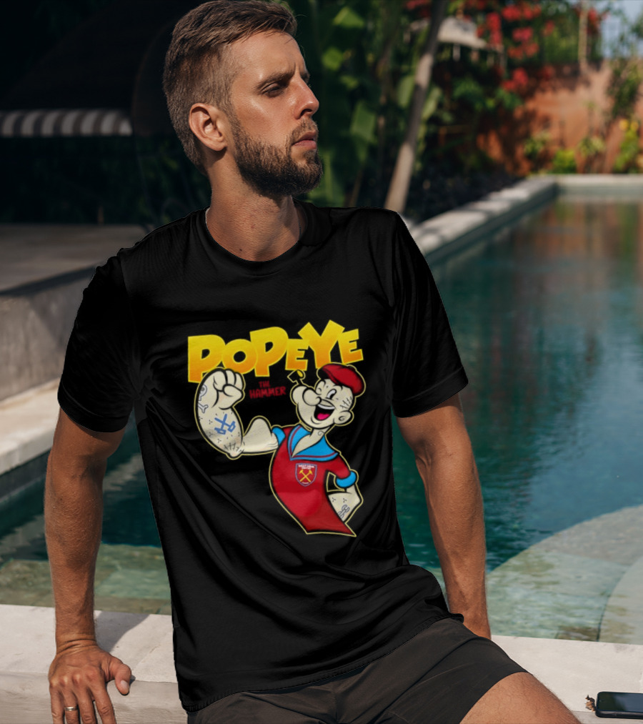 Popeye The Hammer West Ham United Crest Vintage Cartoon T-Shirt