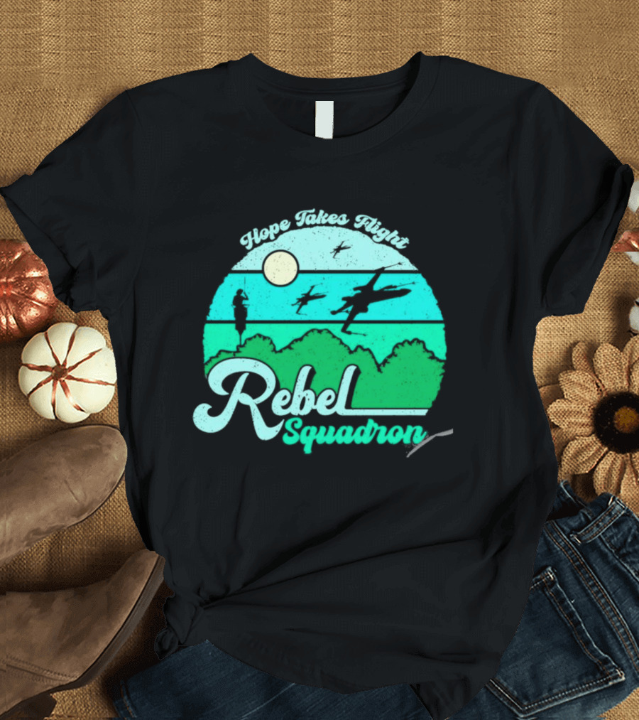 Rebel Squadron Hope Takes Flight Sunset Landscape T-Shirt
