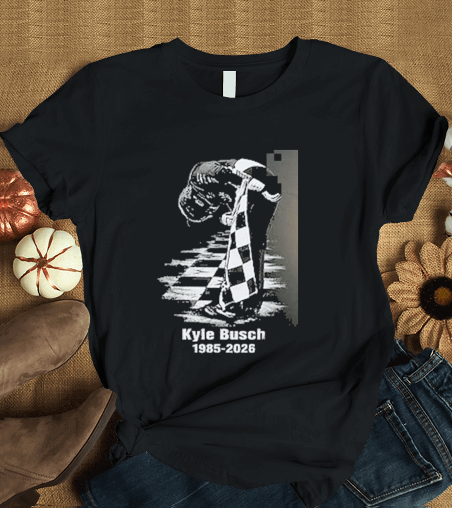 Kyle Busch 1985 2026 Racing Checkered Flag T-Shirt