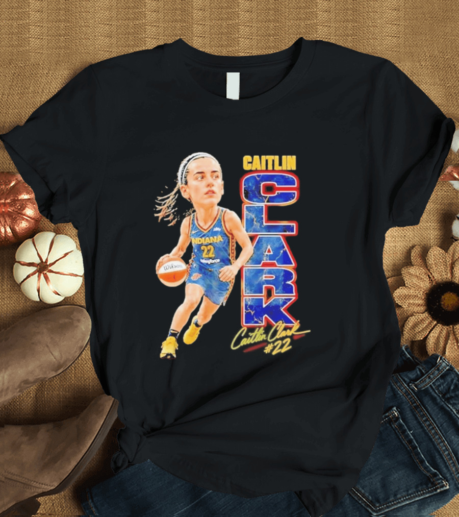 WNBA Indiana Fever Caitlin Clark 22 Basketball Caricature T-Shirt