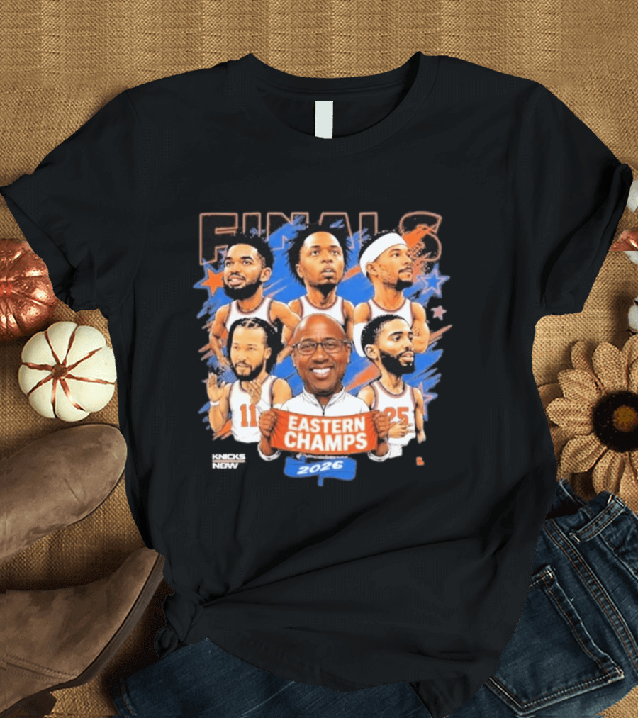 NBA Finals 2026 Eastern Champs Knicks Players And Coach Banner T-Shirt