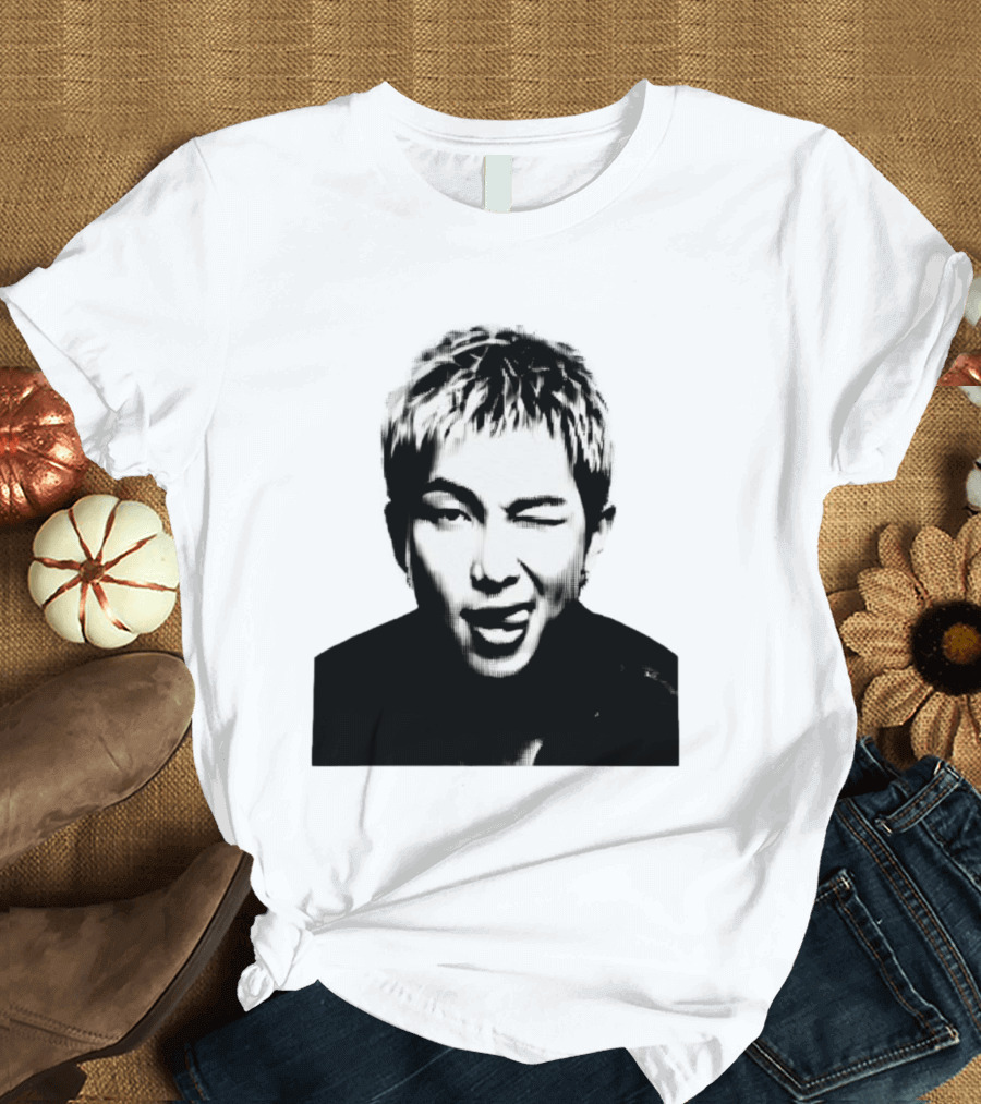 Kim Namjoon BTS K Pop Music Star Halftone Monochrome T-Shirt