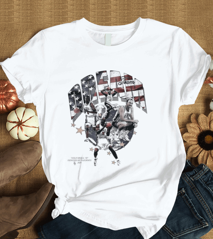 USA Basketball Dream Team 1992 Michael Jordan Scottie Pippen Clyde Drexler Larry Bird Stars And Stripes T-Shirt