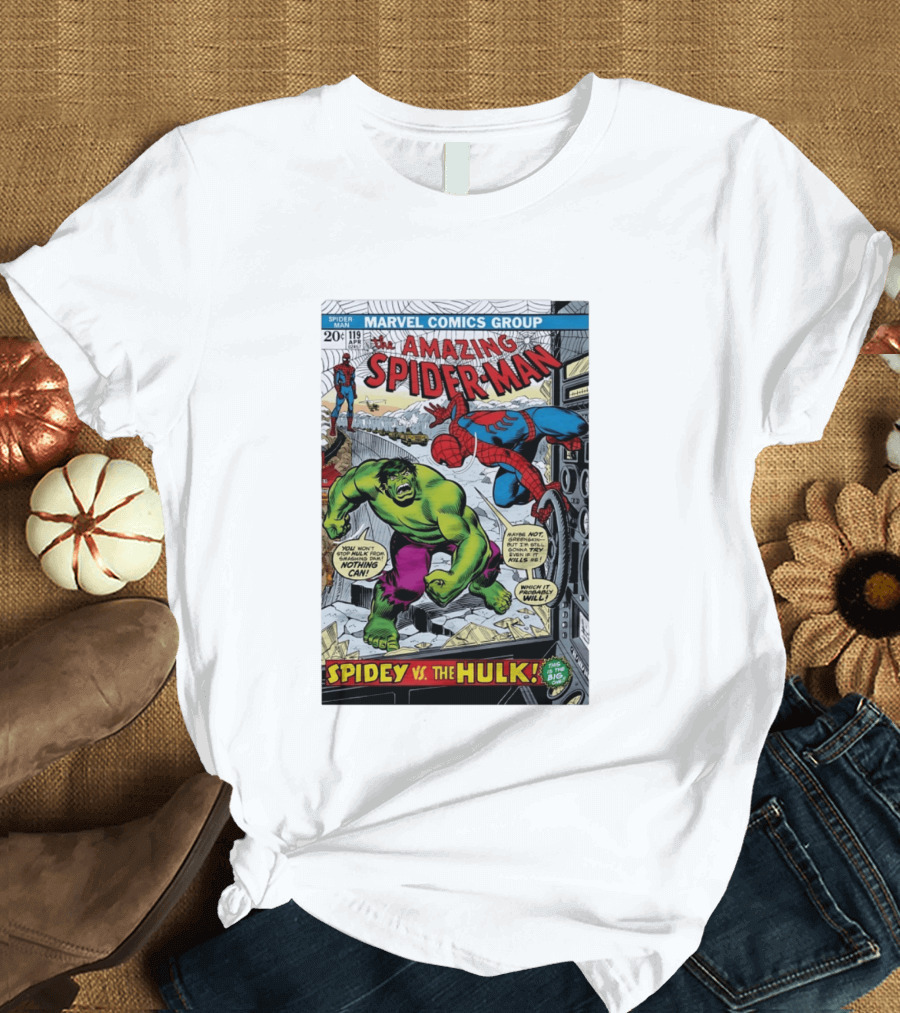 Marvel Comics Group The Amazing Spider Man 119 Spidey Vs The Hulk Comic Book Cover T-Shirt