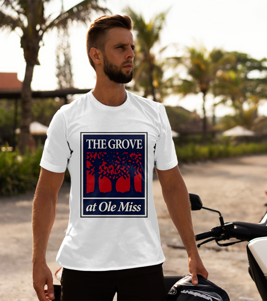 The Grove At Ole Miss Trees Red Blue T-Shirt