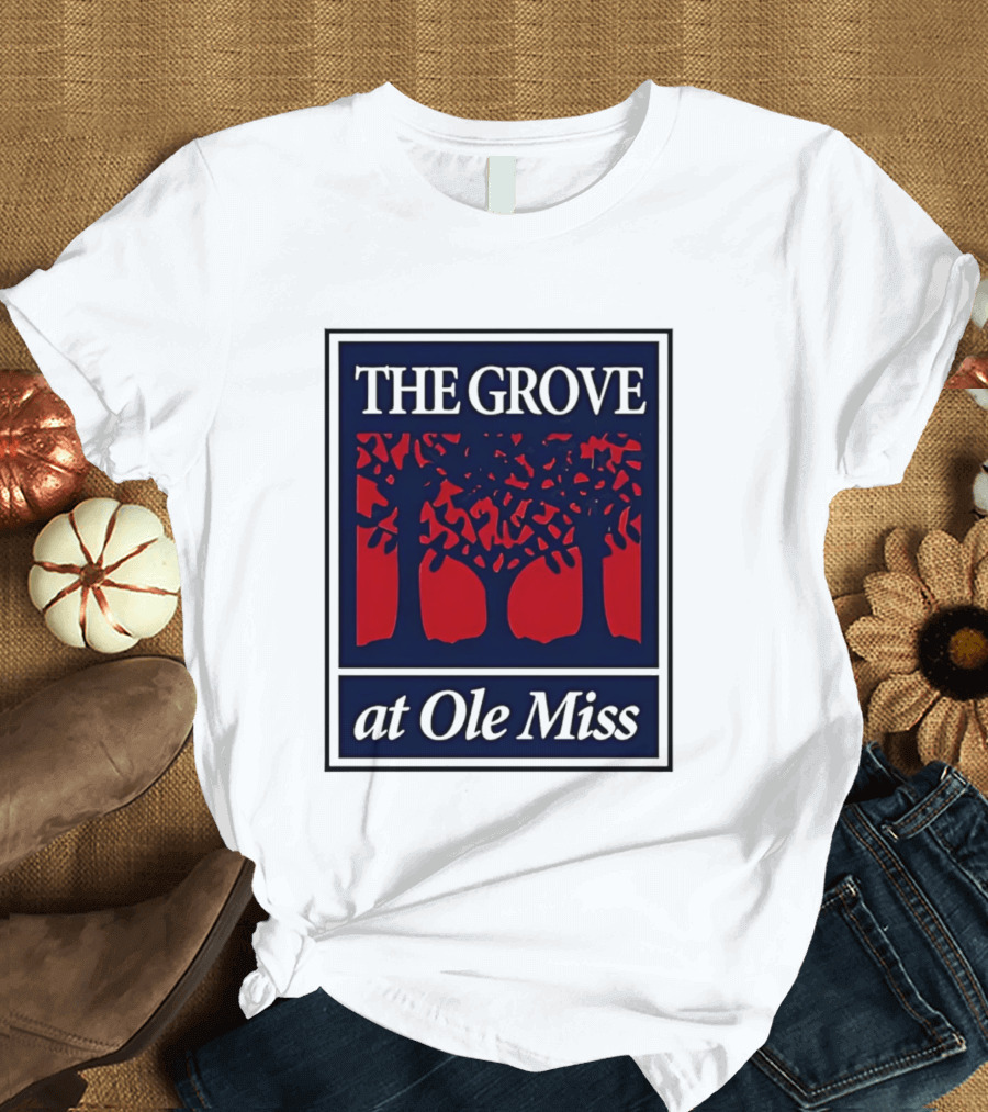 The Grove At Ole Miss Trees Red Blue T-Shirt