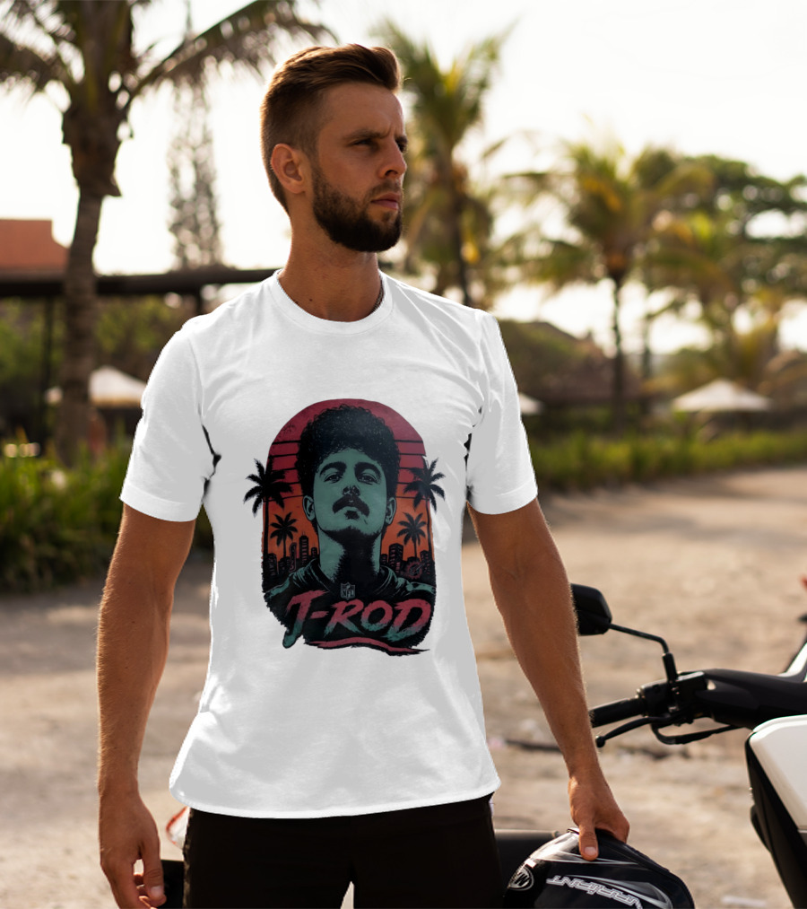 J ROD Miami Dolphins Vaporwave Aesthetic Neon Lights NFL T-Shirt