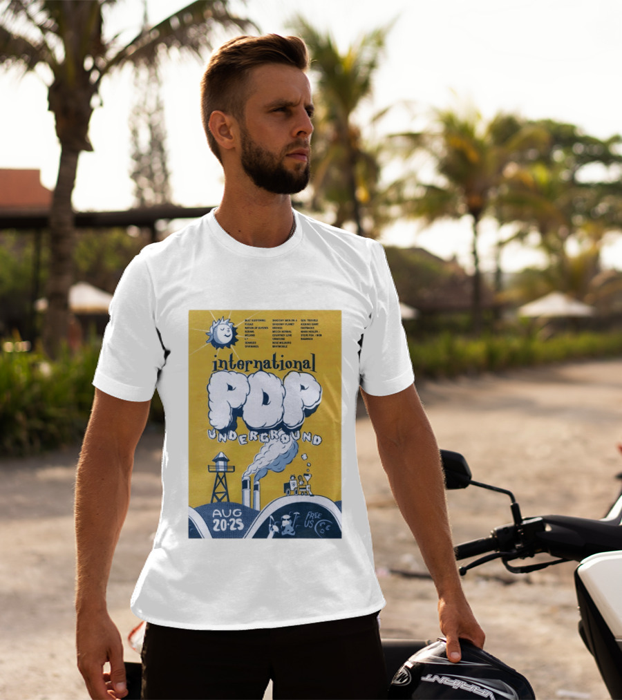 International Pop Underground Festival August 20 25 Beat Happening Fugazi Legend Of Yulesville Seaweed Спинанес Free Us T-Shirt