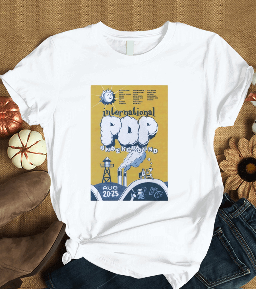 International Pop Underground Festival August 20 25 Beat Happening Fugazi Legend Of Yulesville Seaweed Спинанес Free Us T-Shirt