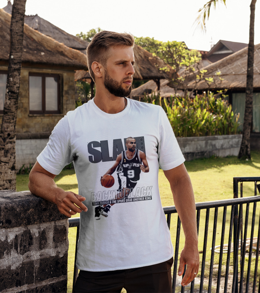 SLAM Back To Black San Antonio Spurs Tony Parker 9 Spurs Grab Another Ring T-Shirt