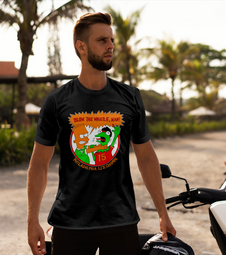 Bart Simpson Kermit The Frog Blow The Whistle Philadelphia LIX Champs T-Shirt