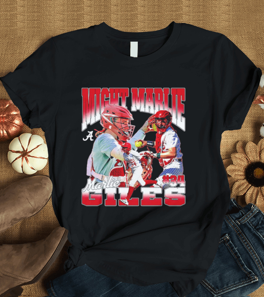 Might Marlie Giles #34 Alabama Softball Player Collage T-Shirt