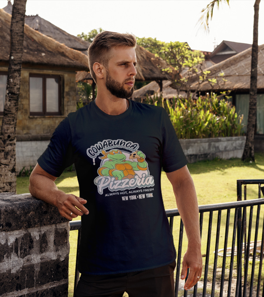 Cowabunga Pizzeria Always Hot Always Fresh New York Pizza Lover Turtle T-Shirt