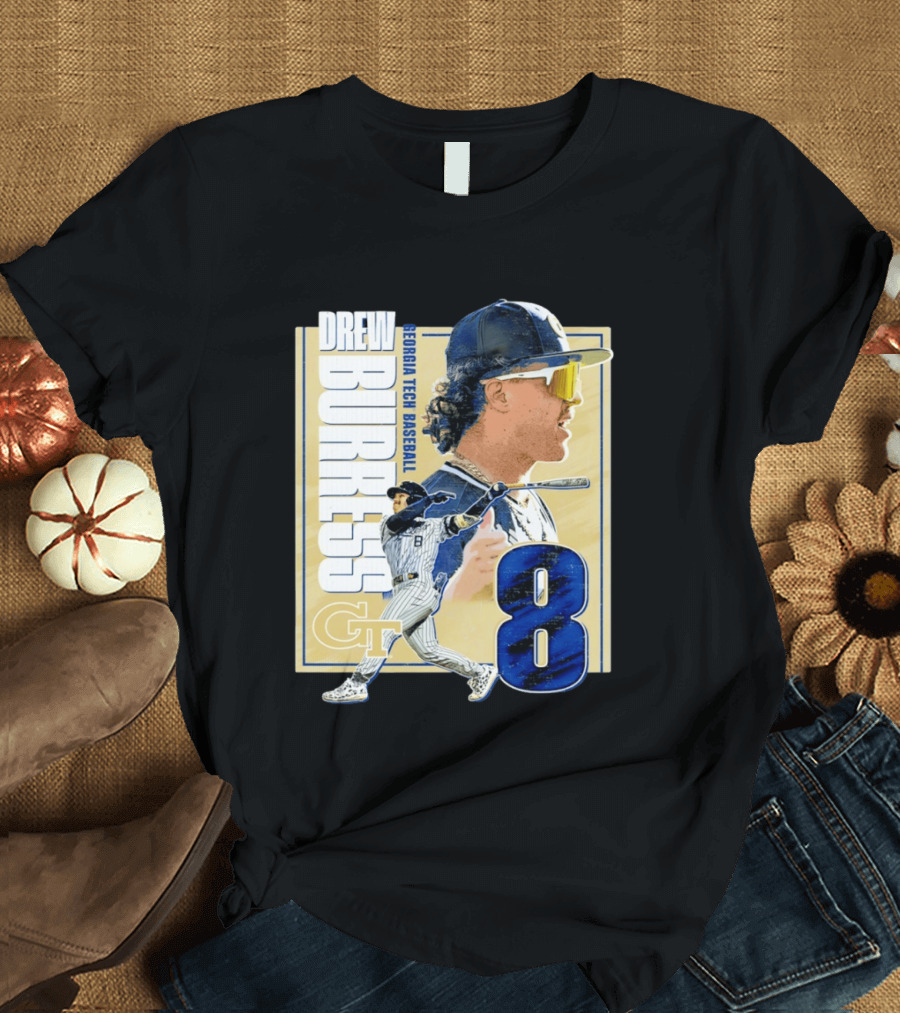 Drew Burress Georgia Tech Baseball Athlete Number 8 T-Shirt