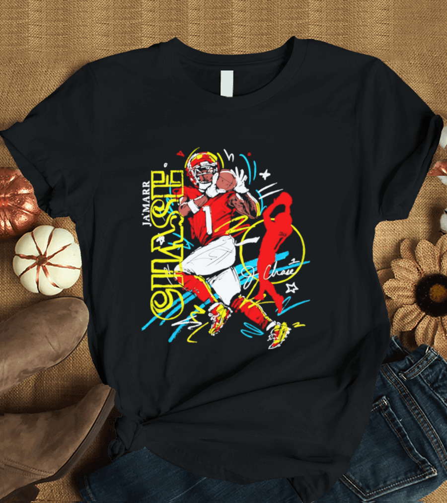 Ja'Marr Chase Cincinnati Bengals Number 1 Scribble Paint T-Shirt