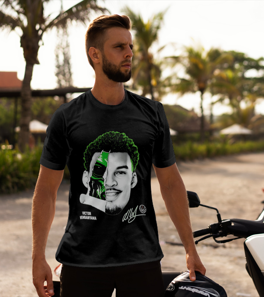 Victor Wembanyama Alien Torn Creature Signature T-Shirt