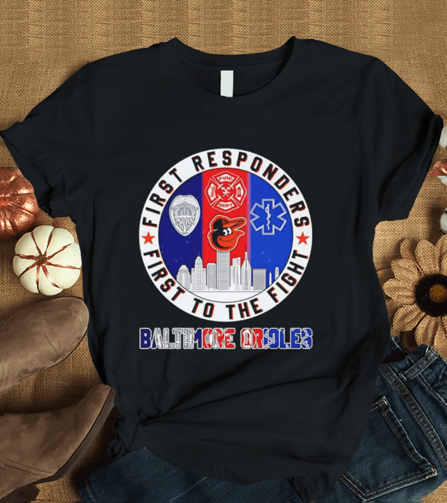 First Responders Baltimore Orioles City Skyline T-Shirt