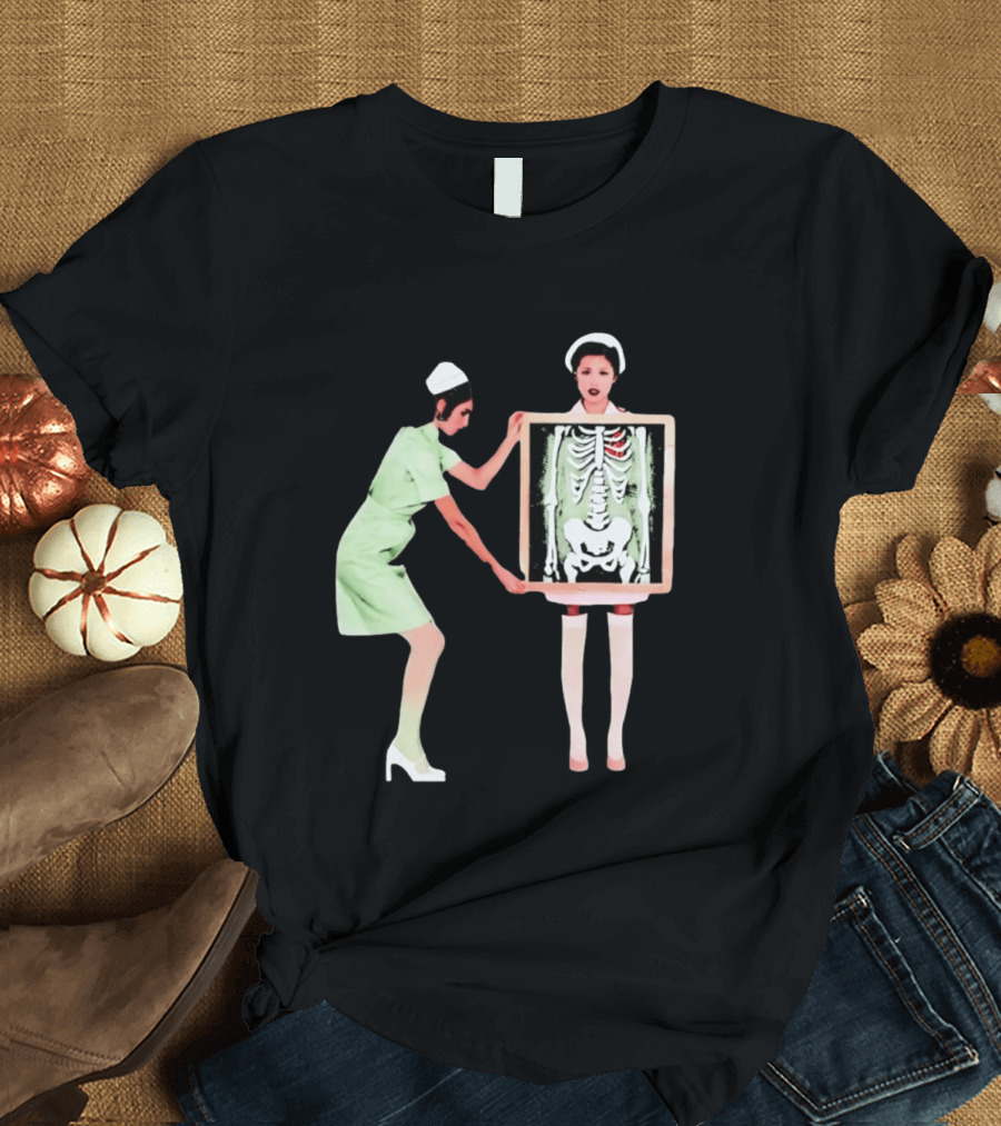 Nurse With X Ray Skeleton And Red Heart T-Shirt