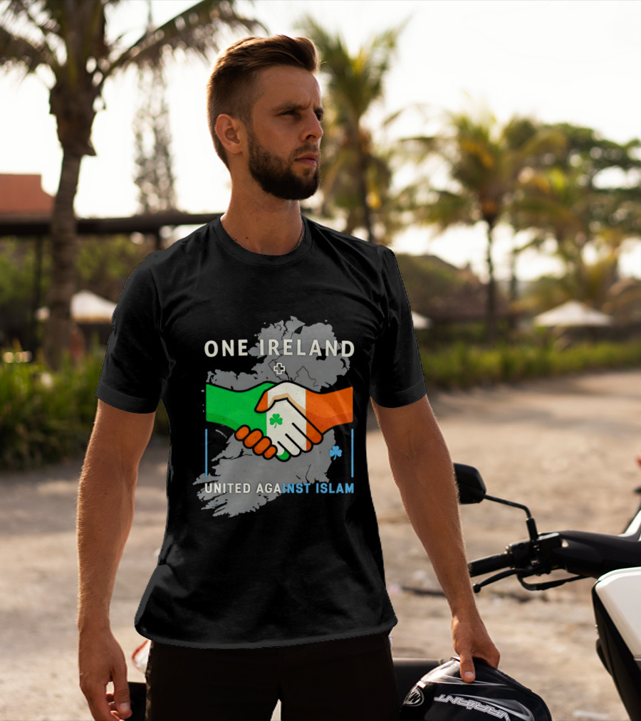 Ireland One Ireland Handshake Map United Against Islam T-Shirt