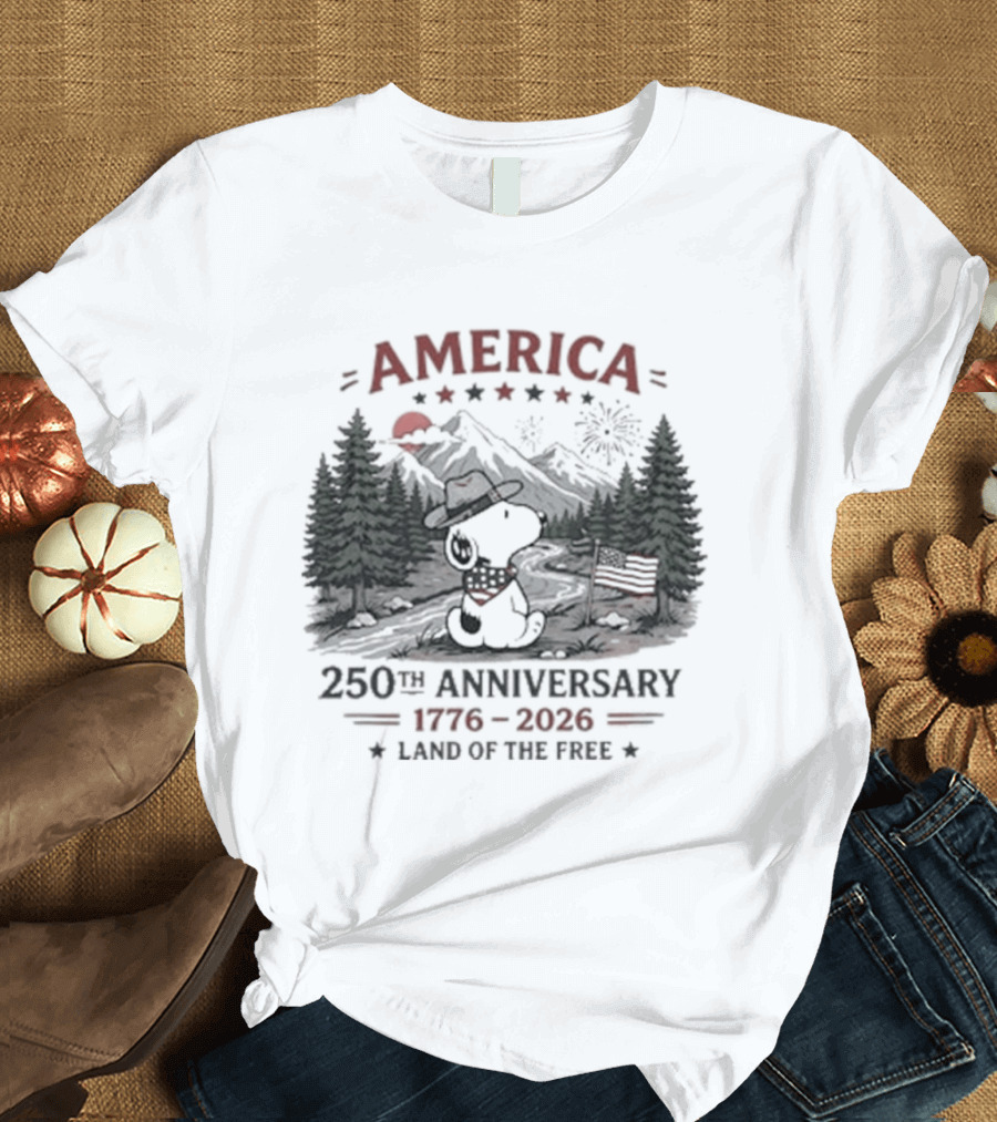 America 250th Anniversary 1776 2026 Land Of The Free Snoopy Peanuts T-Shirt