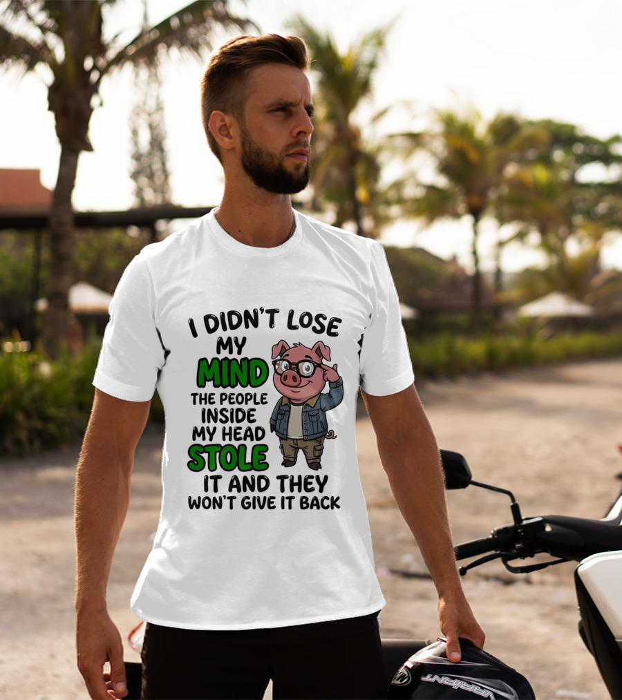 I Didn't Lose My Mind Funny Pig Cartoon People Inside My Head Stole It And They Won't Give It Back T-Shirt