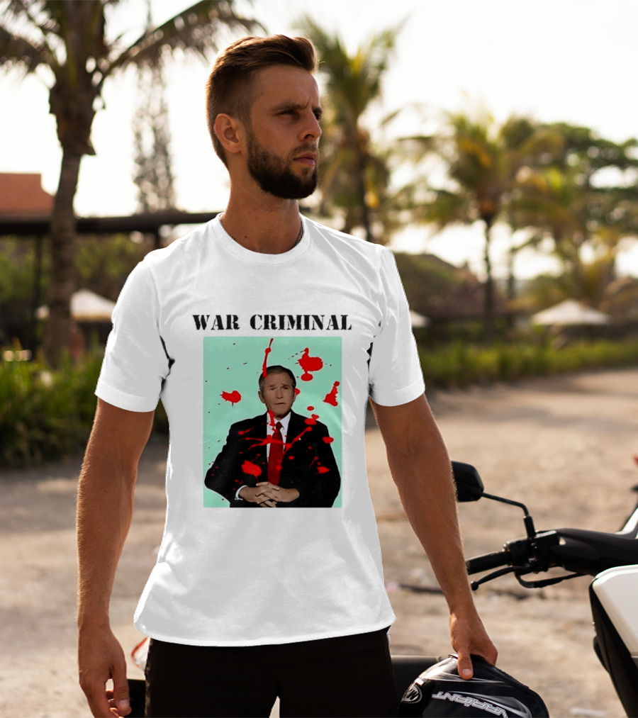 George W. Bush War Criminal Red Paint Splatter Image T-Shirt