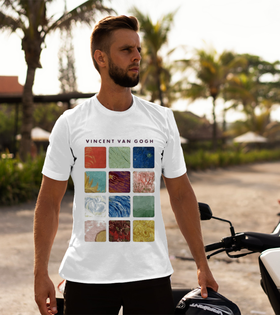 Vincent Van Gogh Paintings Iconic Colors Squares T-Shirt