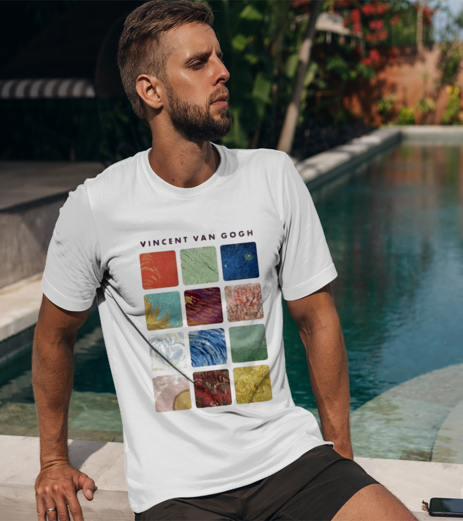 Vincent Van Gogh Paintings Iconic Colors Squares T-Shirt