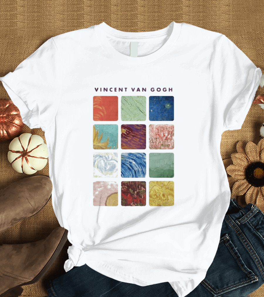 Vincent Van Gogh Paintings Iconic Colors Squares T-Shirt