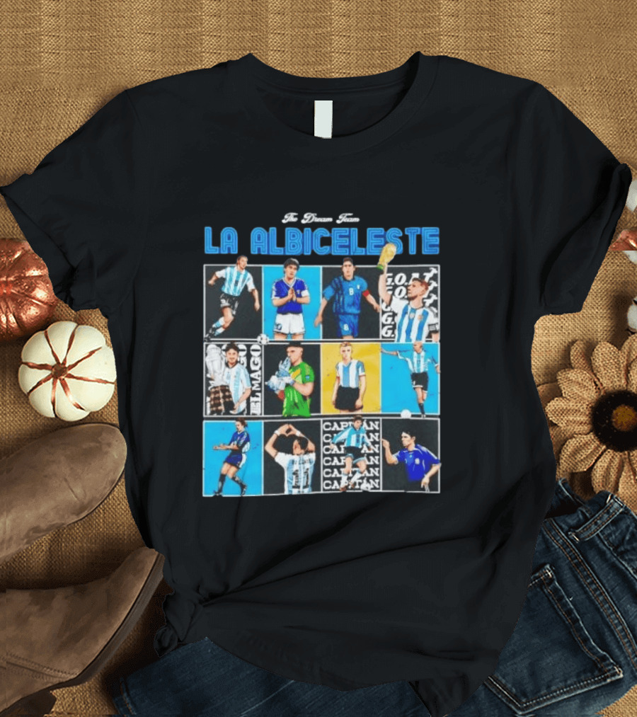 La Albiceleste Football Legends The Dream Team Soccer Series Argentina T-Shirt