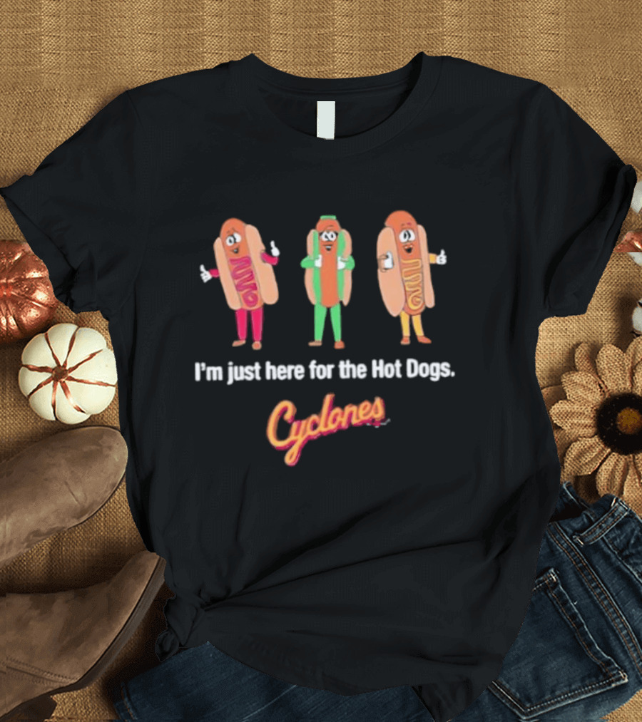 Brooklyn Cyclones Hot Dog Mascots I'm Just Here For The Hot Dogs T-Shirt