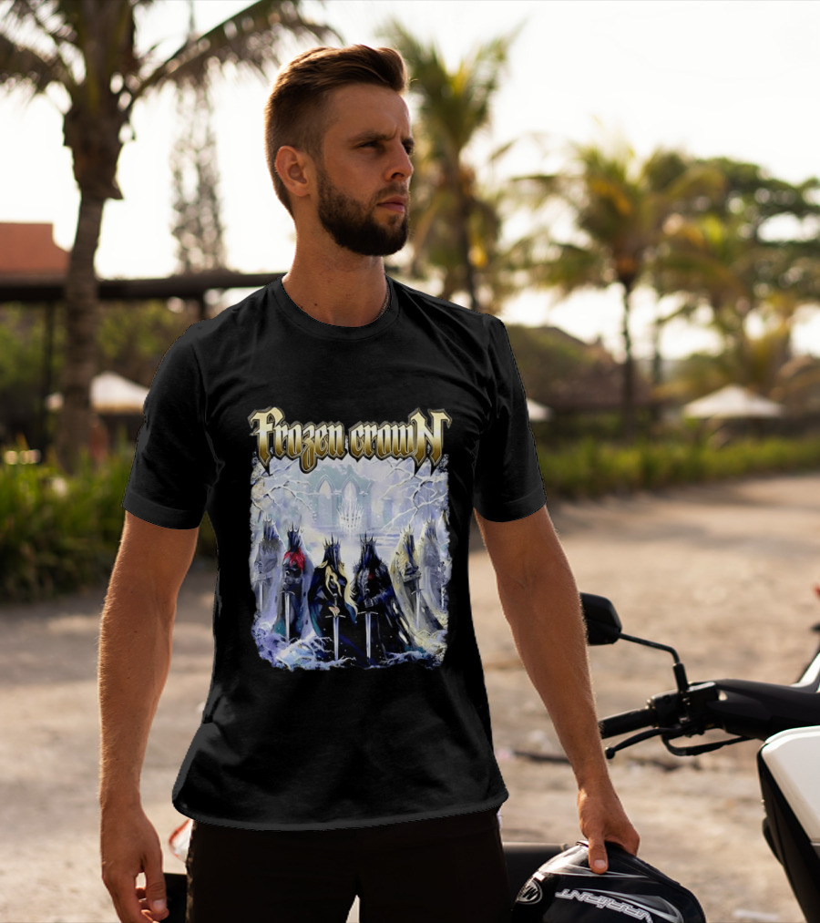 Frozen Crown Dark Fantasy Rulers Sword Wielding Monarchs T-Shirt