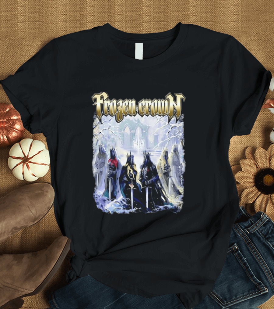 Frozen Crown Dark Fantasy Rulers Sword Wielding Monarchs T-Shirt