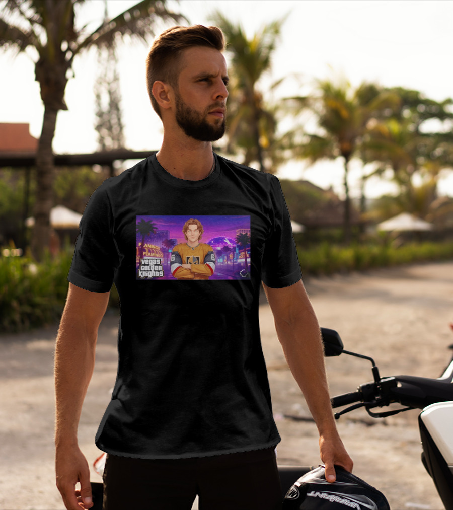 Vegas Golden Knights Kaedan Korczak Flamingo High Roller 66 T-Shirt