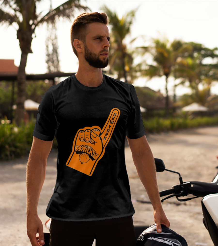 New York Knicks Foam Finger Basketball Fan Gear T-Shirt